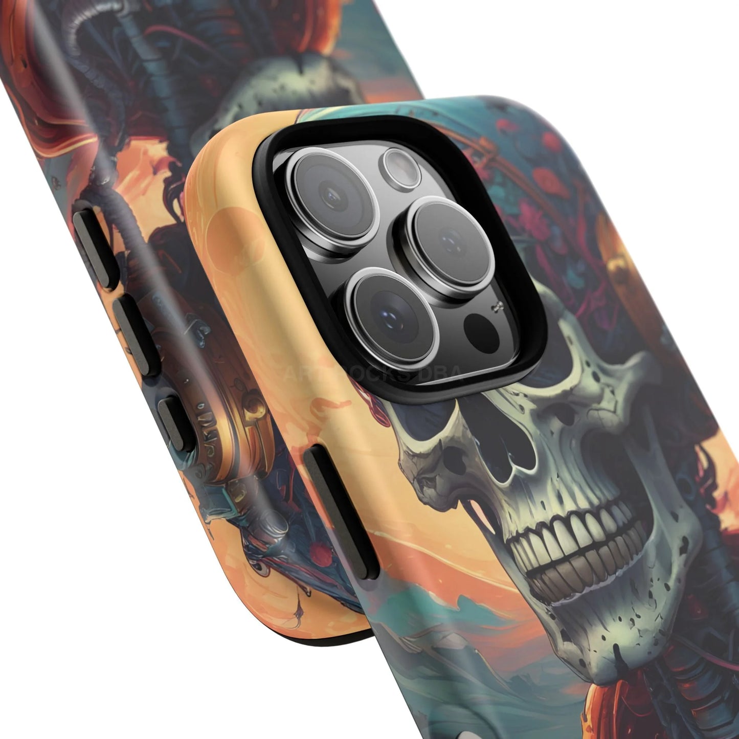 Tough Cases: Artistic Skull Phone Case Unique Design Cover Gothic Aesthetic Gift for Halloween Trendy Accessories