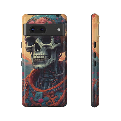 Tough Cases: Artistic Skull Phone Case Unique Design Cover Gothic Aesthetic Gift for Halloween Trendy Accessories