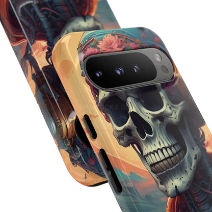 Tough Cases: Artistic Skull Phone Case Unique Design Cover Gothic Aesthetic Gift for Halloween Trendy Accessories