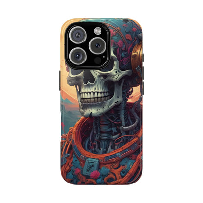 Tough Cases: Artistic Skull Phone Case Unique Design Cover Gothic Aesthetic Gift for Halloween Trendy Accessories