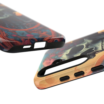 Tough Cases: Artistic Skull Phone Case Unique Design Cover Gothic Aesthetic Gift for Halloween Trendy Accessories