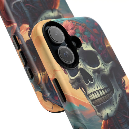 Tough Cases: Artistic Skull Phone Case Unique Design Cover Gothic Aesthetic Gift for Halloween Trendy Accessories