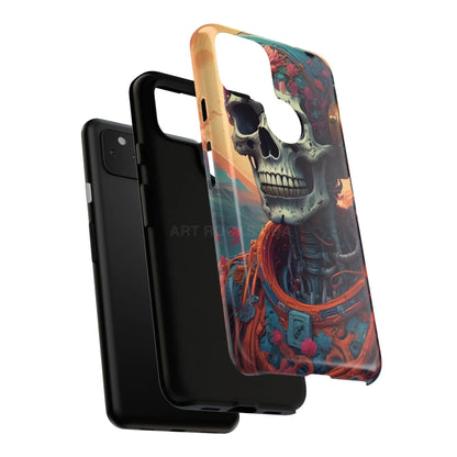 Tough Cases: Artistic Skull Phone Case Unique Design Cover Gothic Aesthetic Gift for Halloween Trendy Accessories