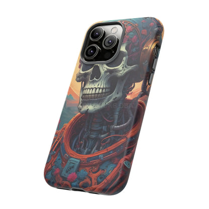 Tough Cases: Artistic Skull Phone Case Unique Design Cover Gothic Aesthetic Gift for Halloween Trendy Accessories