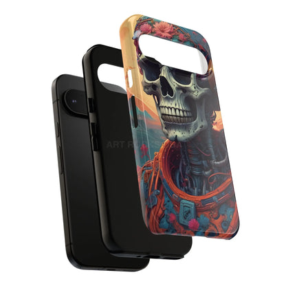 Tough Cases: Artistic Skull Phone Case Unique Design Cover Gothic Aesthetic Gift for Halloween Trendy Accessories