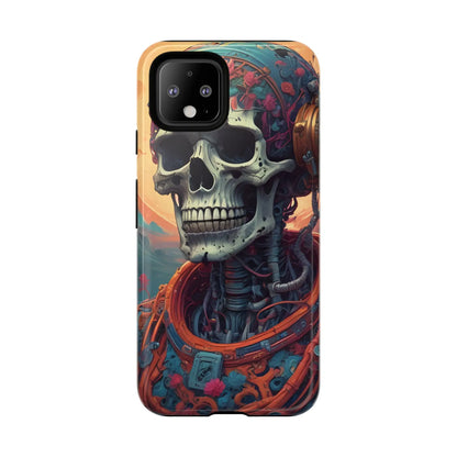 Tough Cases: Artistic Skull Phone Case Unique Design Cover Gothic Aesthetic Gift for Halloween Trendy Accessories
