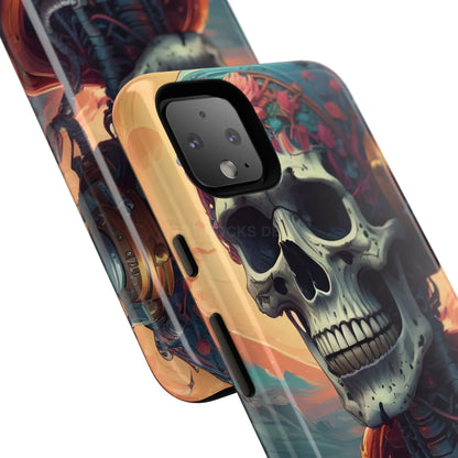 Tough Cases: Artistic Skull Phone Case Unique Design Cover Gothic Aesthetic Gift for Halloween Trendy Accessories