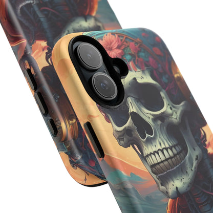Tough Cases: Artistic Skull Phone Case Unique Design Cover Gothic Aesthetic Gift for Halloween Trendy Accessories