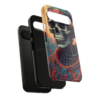 Tough Cases: Artistic Skull Phone Case Unique Design Cover Gothic Aesthetic Gift for Halloween Trendy Accessories