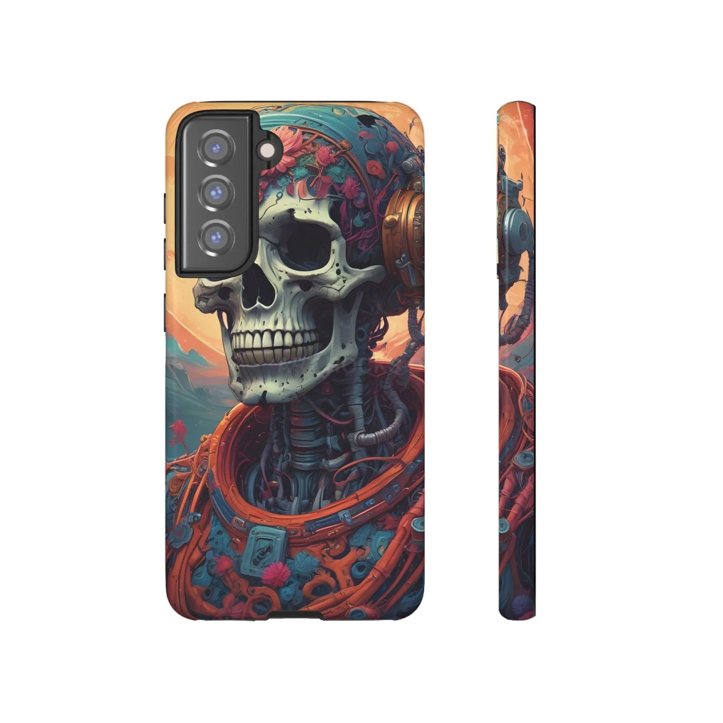 Tough Cases: Artistic Skull Phone Case Unique Design Cover Gothic Aesthetic Gift for Halloween Trendy Accessories