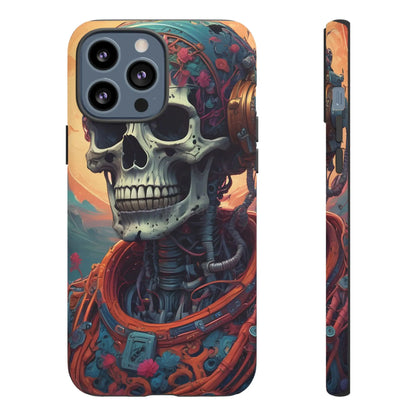 Tough Cases: Artistic Skull Phone Case Unique Design Cover Gothic Aesthetic Gift for Halloween Trendy Accessories