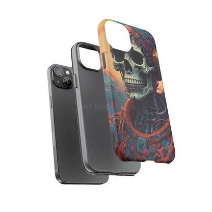 Tough Cases: Artistic Skull Phone Case Unique Design Cover Gothic Aesthetic Gift for Halloween Trendy Accessories