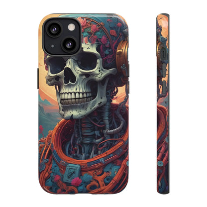 Tough Cases: Artistic Skull Phone Case Unique Design Cover Gothic Aesthetic Gift for Halloween Trendy Accessories