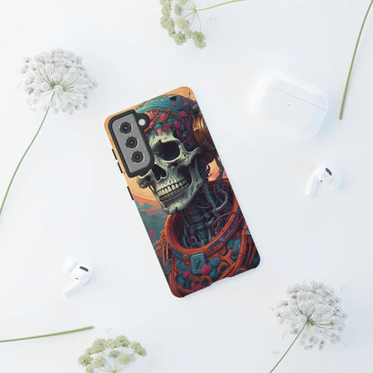 Tough Cases: Artistic Skull Phone Case Unique Design Cover Gothic Aesthetic Gift for Halloween Trendy Accessories