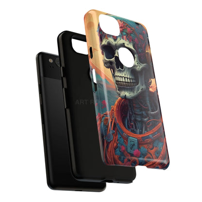 Tough Cases: Artistic Skull Phone Case Unique Design Cover Gothic Aesthetic Gift for Halloween Trendy Accessories