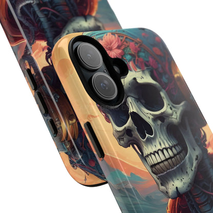 Tough Cases: Artistic Skull Phone Case Unique Design Cover Gothic Aesthetic Gift for Halloween Trendy Accessories