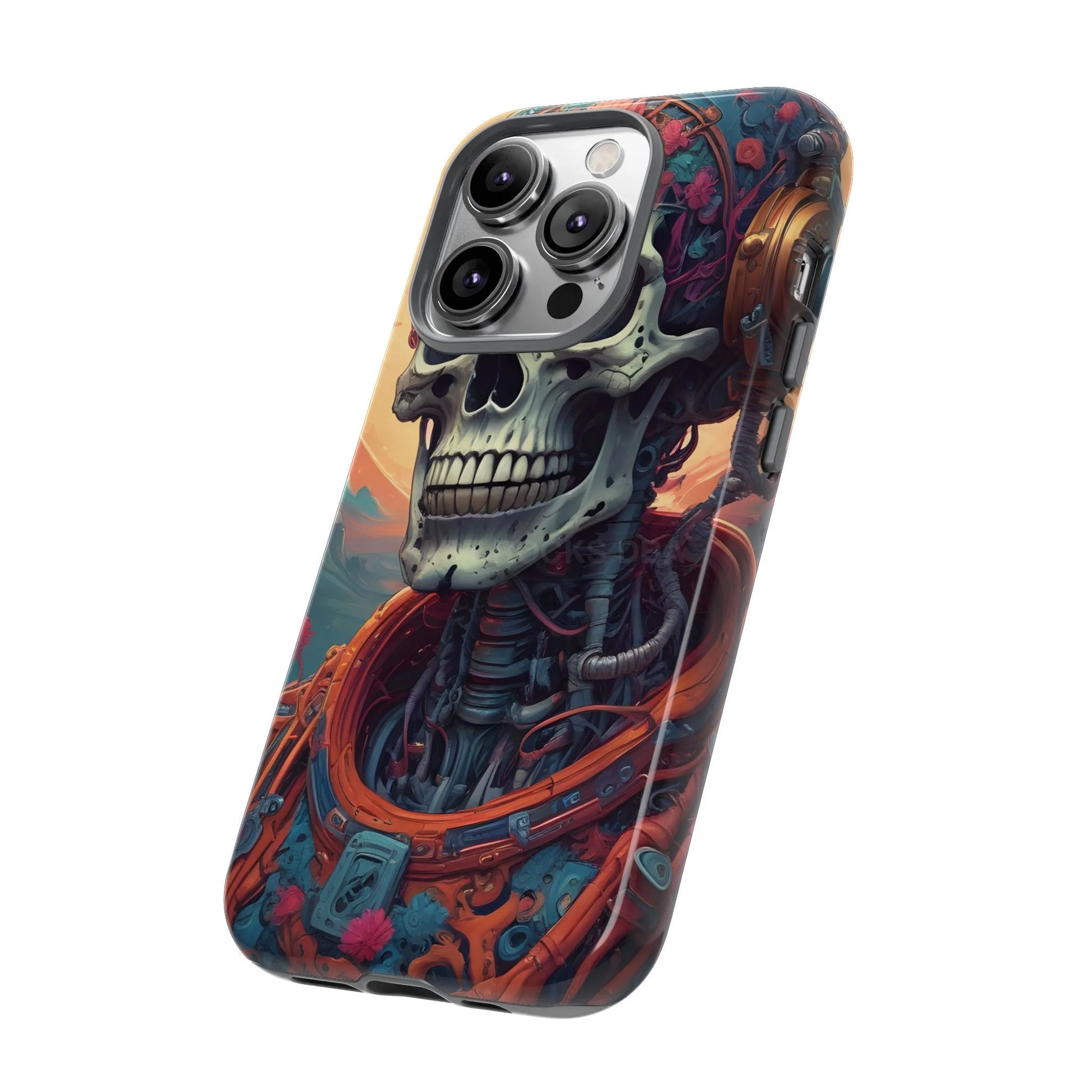 Tough Cases: Artistic Skull Phone Case Unique Design Cover Gothic Aesthetic Gift for Halloween Trendy Accessories
