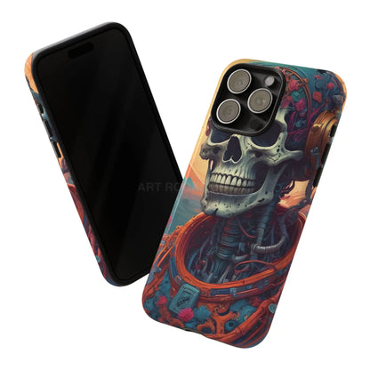 Tough Cases: Artistic Skull Phone Case Unique Design Cover Gothic Aesthetic Gift for Halloween Trendy Accessories