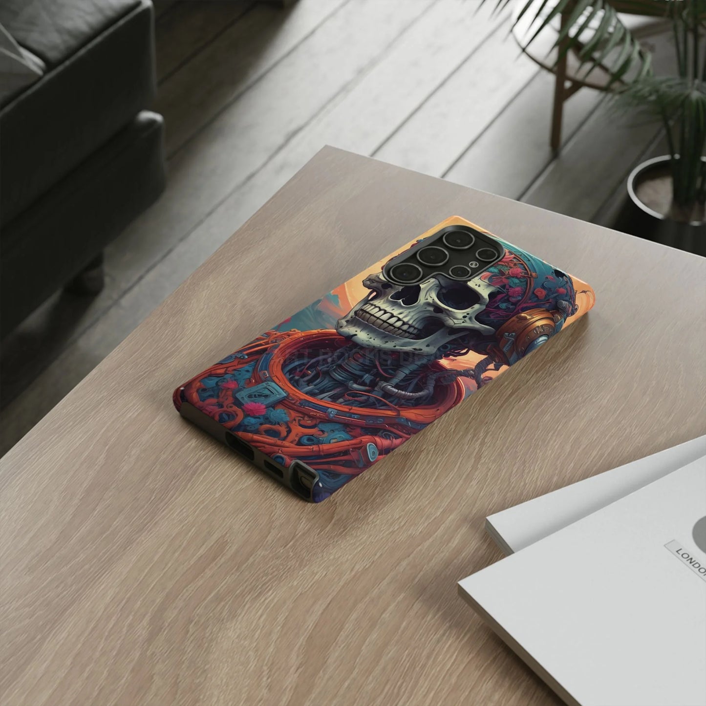 Tough Cases: Artistic Skull Phone Case Unique Design Cover Gothic Aesthetic Gift for Halloween Trendy Accessories