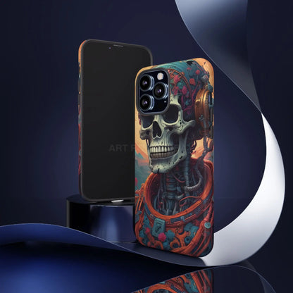 Tough Cases: Artistic Skull Phone Case Unique Design Cover Gothic Aesthetic Gift for Halloween Trendy Accessories