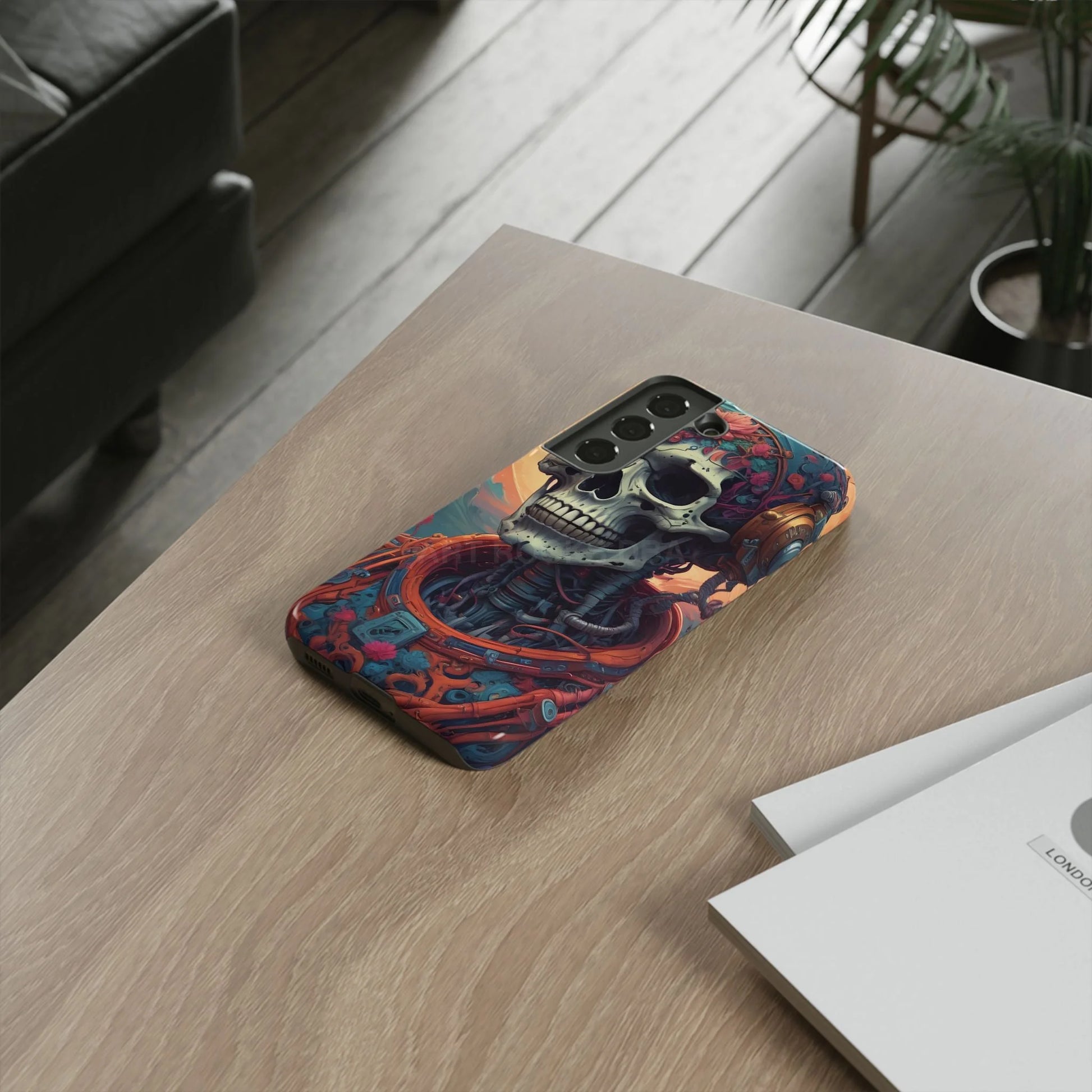 Tough Cases: Artistic Skull Phone Case Unique Design Cover Gothic Aesthetic Gift for Halloween Trendy Accessories