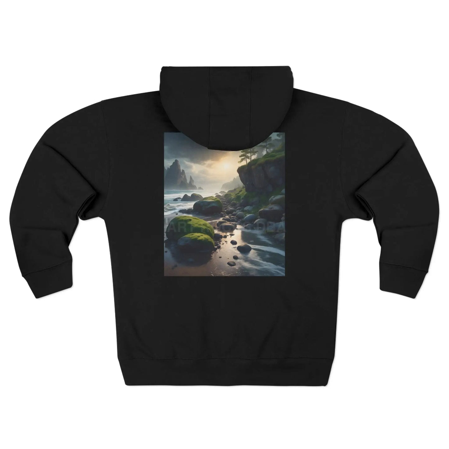 Tranquil Seascape Zip-Up Sweatshirt - XS / Black - Hoodie