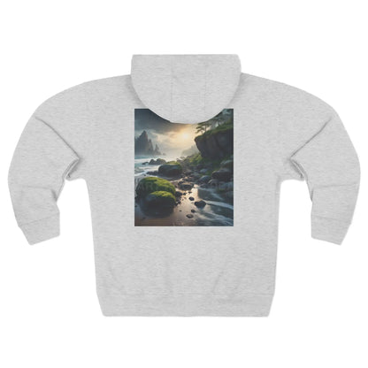 Tranquil Seascape Zip-Up Sweatshirt - XS / Heather Grey - Hoodie