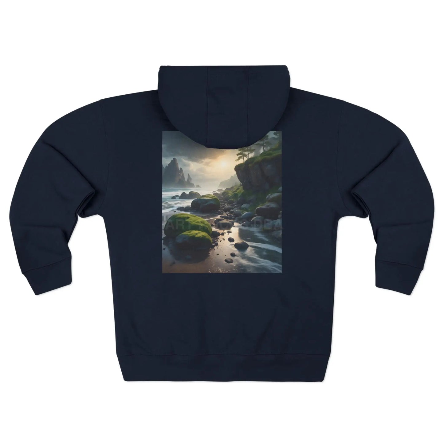 Tranquil Seascape Zip-Up Sweatshirt - XS / Navy - Hoodie