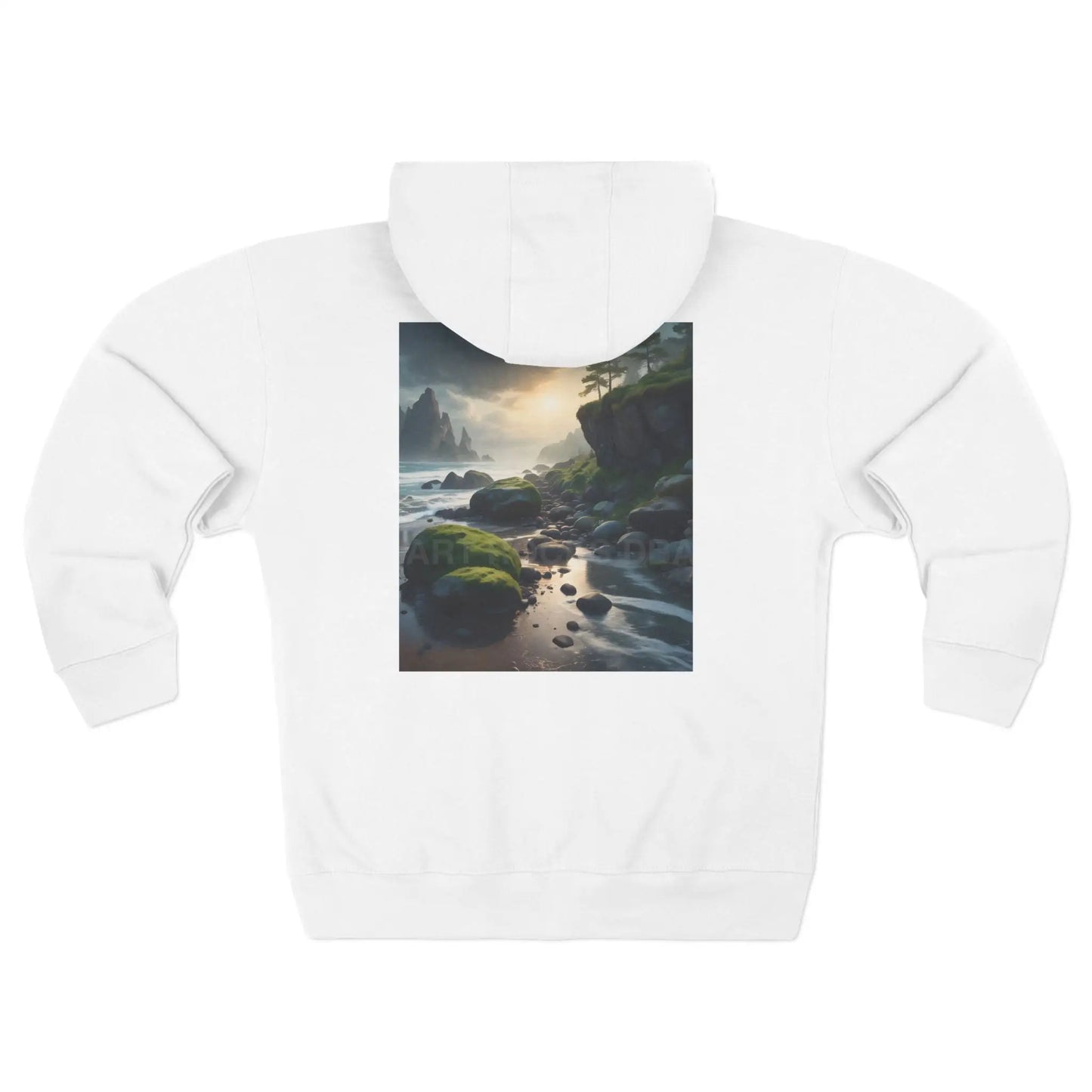 Tranquil Seascape Zip-Up Sweatshirt - XS / White - Hoodie