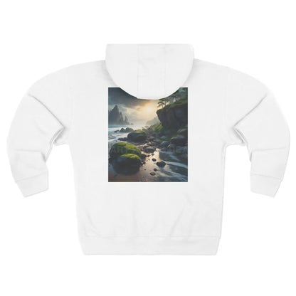 Tranquil Seascape Zip-Up Sweatshirt - XS / White - Hoodie