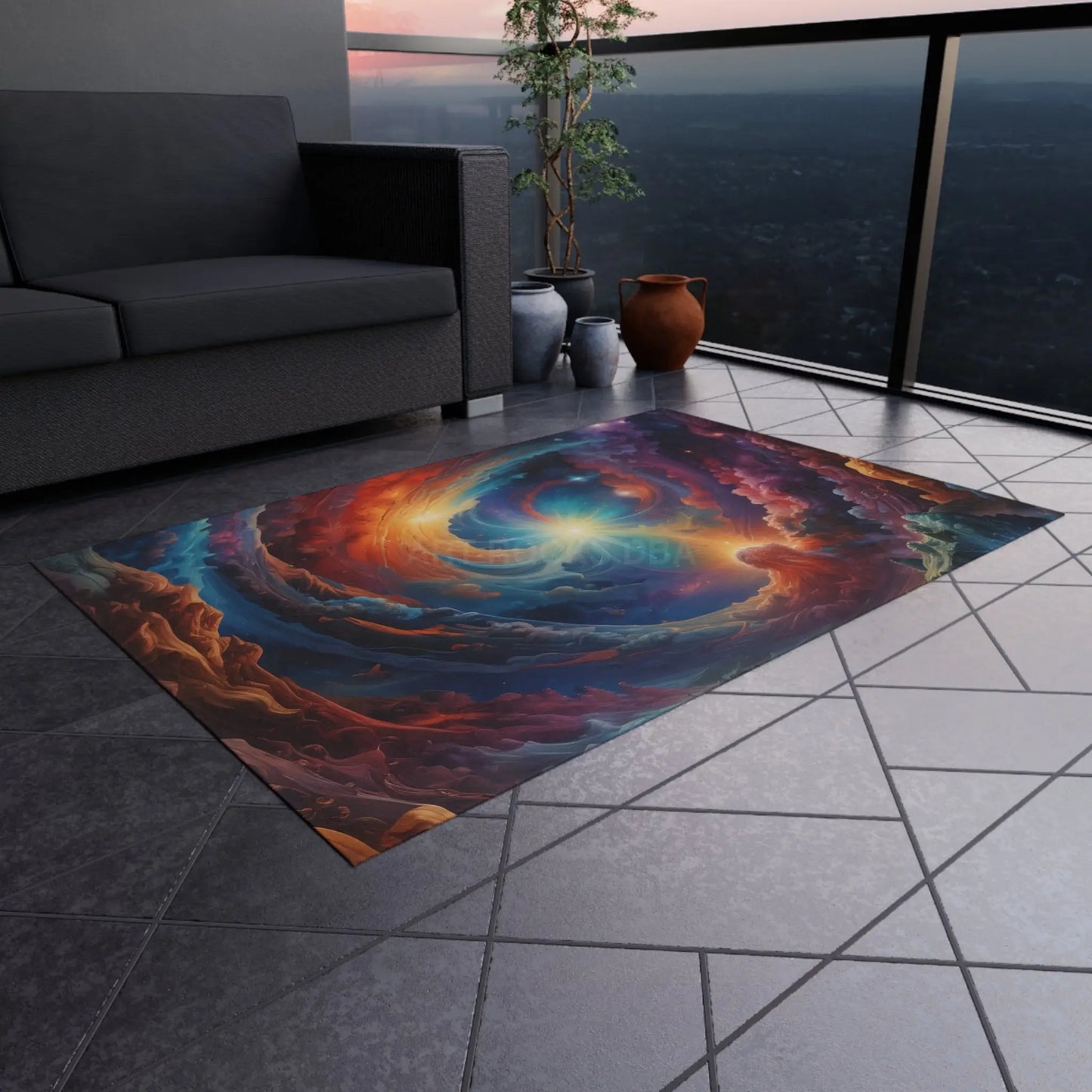 Trippy Galaxy Outdoor Rug Galaxy Print Mat for Patio Space Decor Garden Rug Boho Home Festival Outdoor Carpet - Home