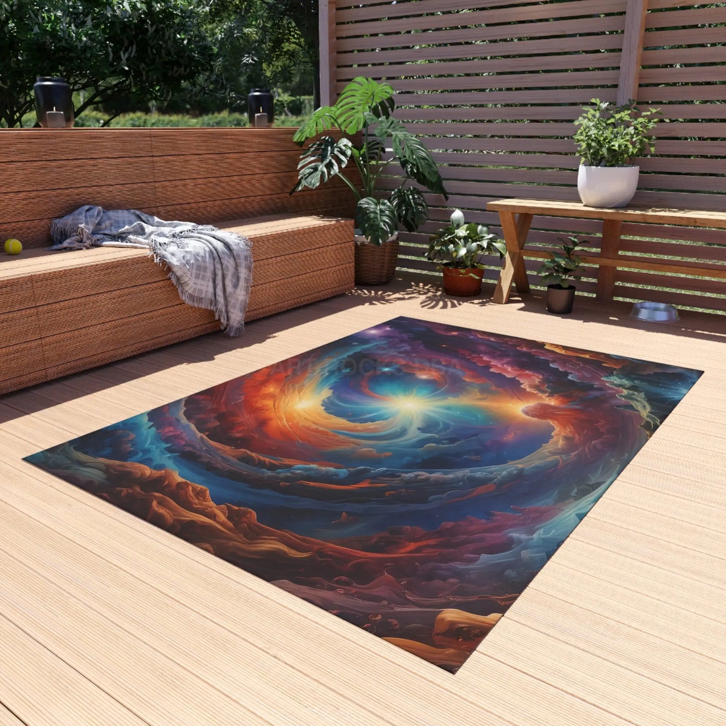 Trippy Galaxy Outdoor Rug Galaxy Print Mat for Patio Space Decor Garden Rug Boho Home Festival Outdoor Carpet - Home