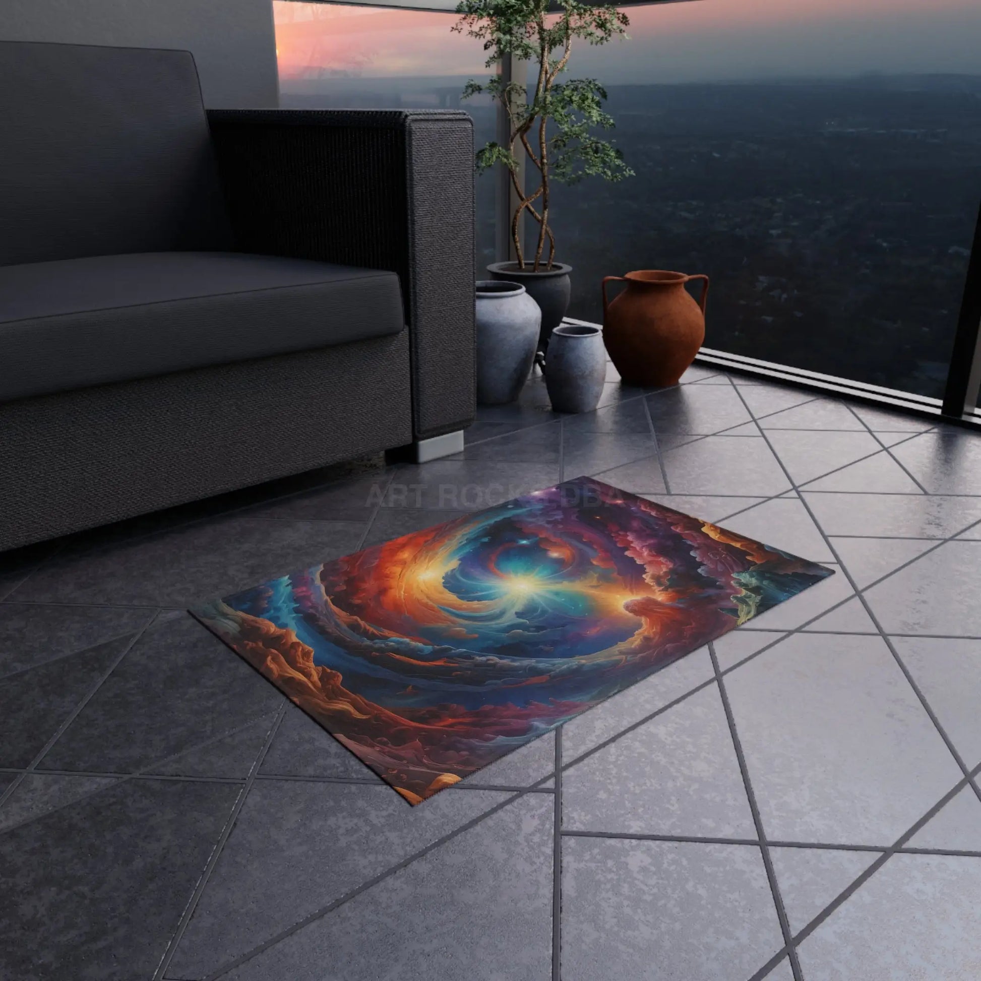 Trippy Galaxy Outdoor Rug Galaxy Print Mat for Patio Space Decor Garden Rug Boho Home Festival Outdoor Carpet - Home