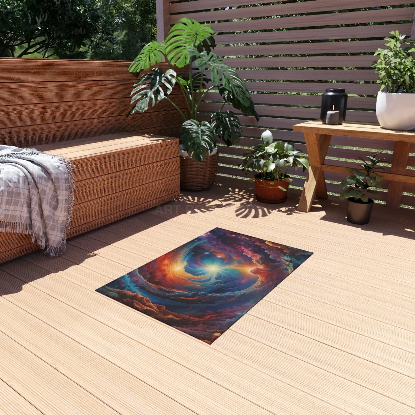 Trippy Galaxy Outdoor Rug Galaxy Print Mat for Patio Space Decor Garden Rug Boho Home Festival Outdoor Carpet - Home