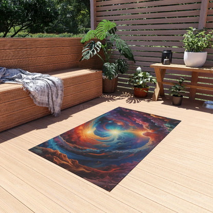 Trippy Galaxy Outdoor Rug Galaxy Print Mat for Patio Space Decor Garden Rug Boho Home Festival Outdoor Carpet - Home