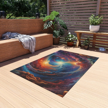 Trippy Galaxy Outdoor Rug Galaxy Print Mat for Patio Space Decor Garden Rug Boho Home Festival Outdoor Carpet - Home