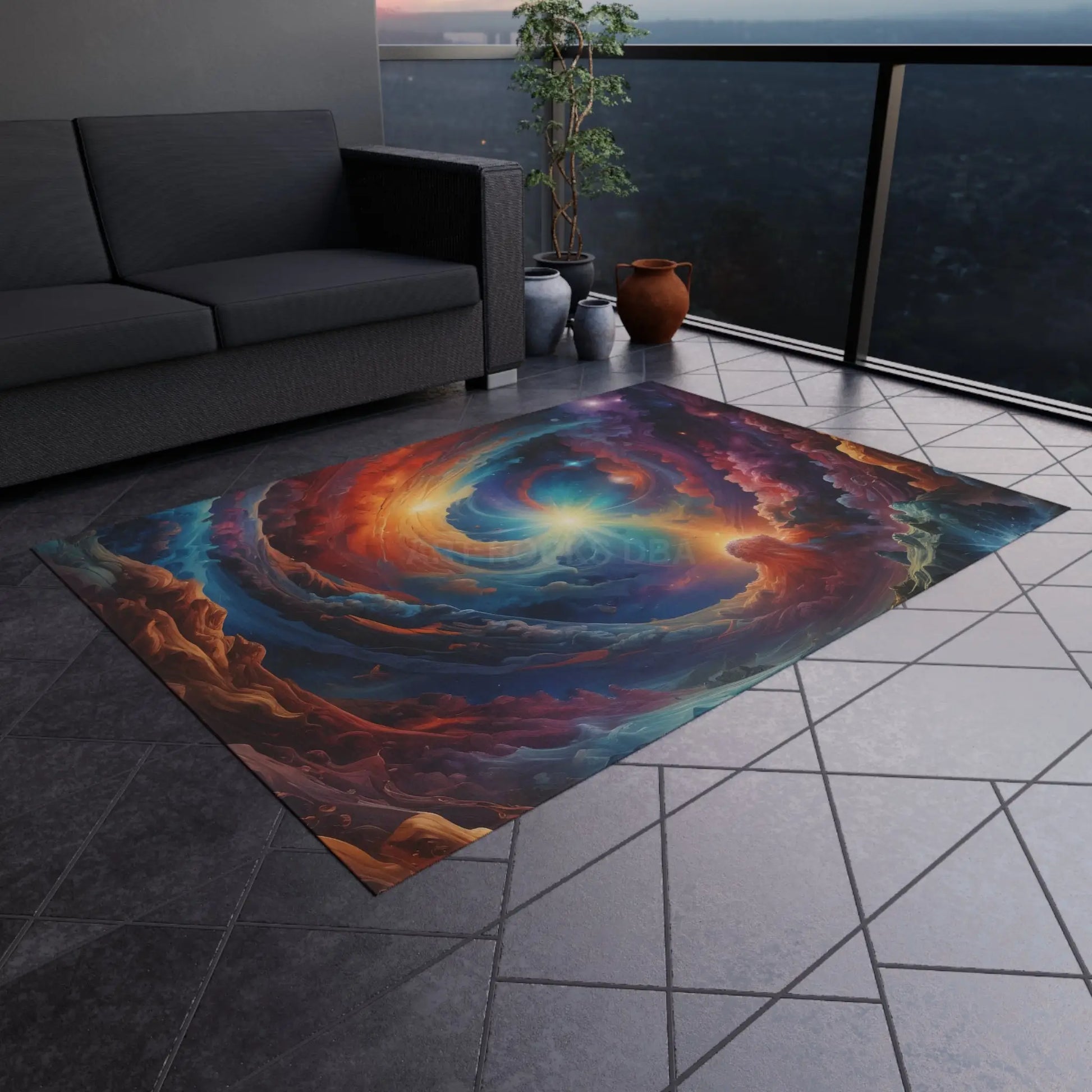 Trippy Galaxy Outdoor Rug Galaxy Print Mat for Patio Space Decor Garden Rug Boho Home Festival Outdoor Carpet - 60’’ ×