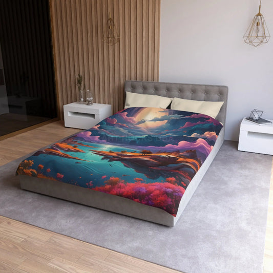 Trippy Landscape Duvet Cover - Cozy Bedding for Dreamy Bedrooms Nature Lovers Home Decor Gift for Her Boho Style - Twin