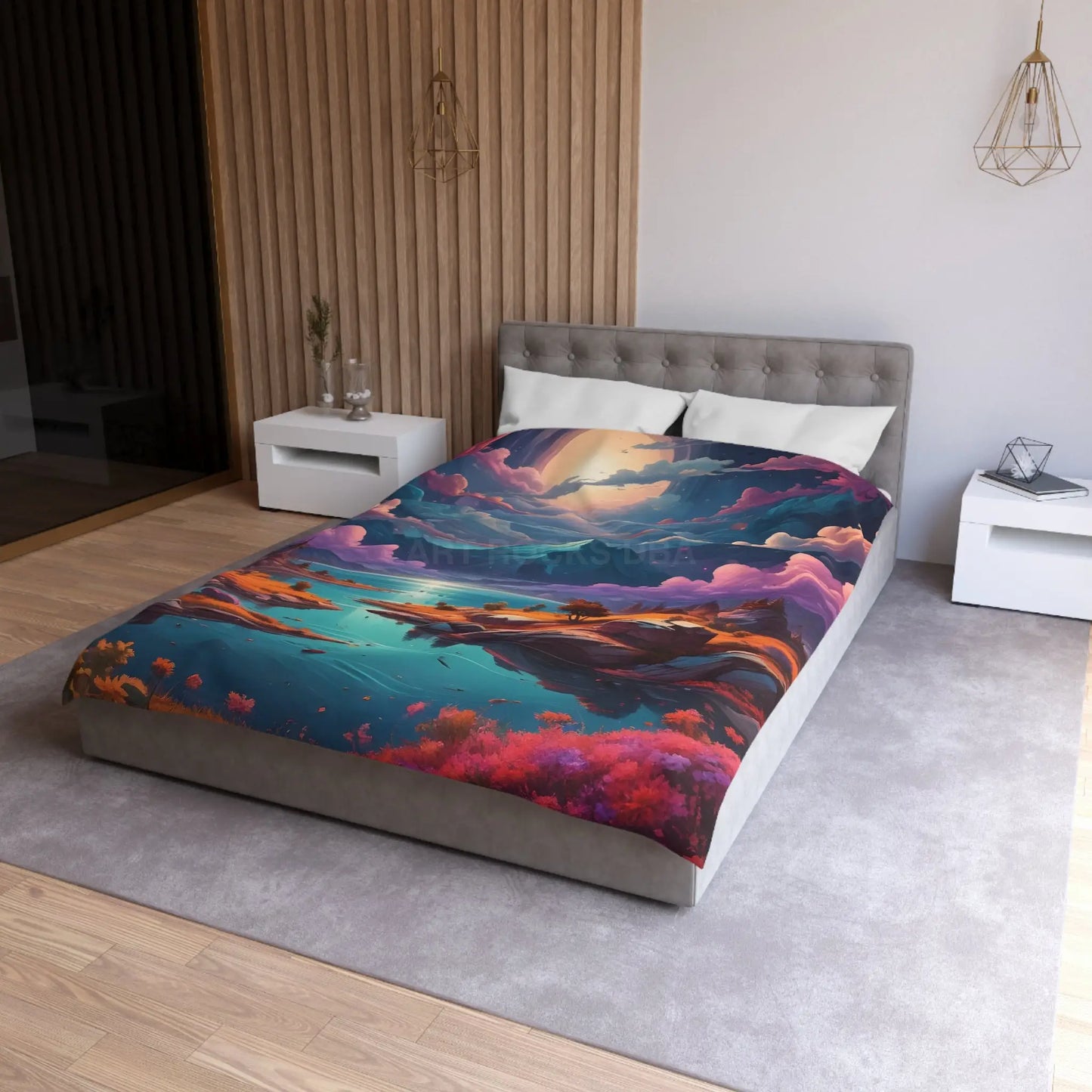 Trippy Landscape Duvet Cover - Cozy Bedding for Dreamy Bedrooms Nature Lovers Home Decor Gift for Her Boho Style - Home
