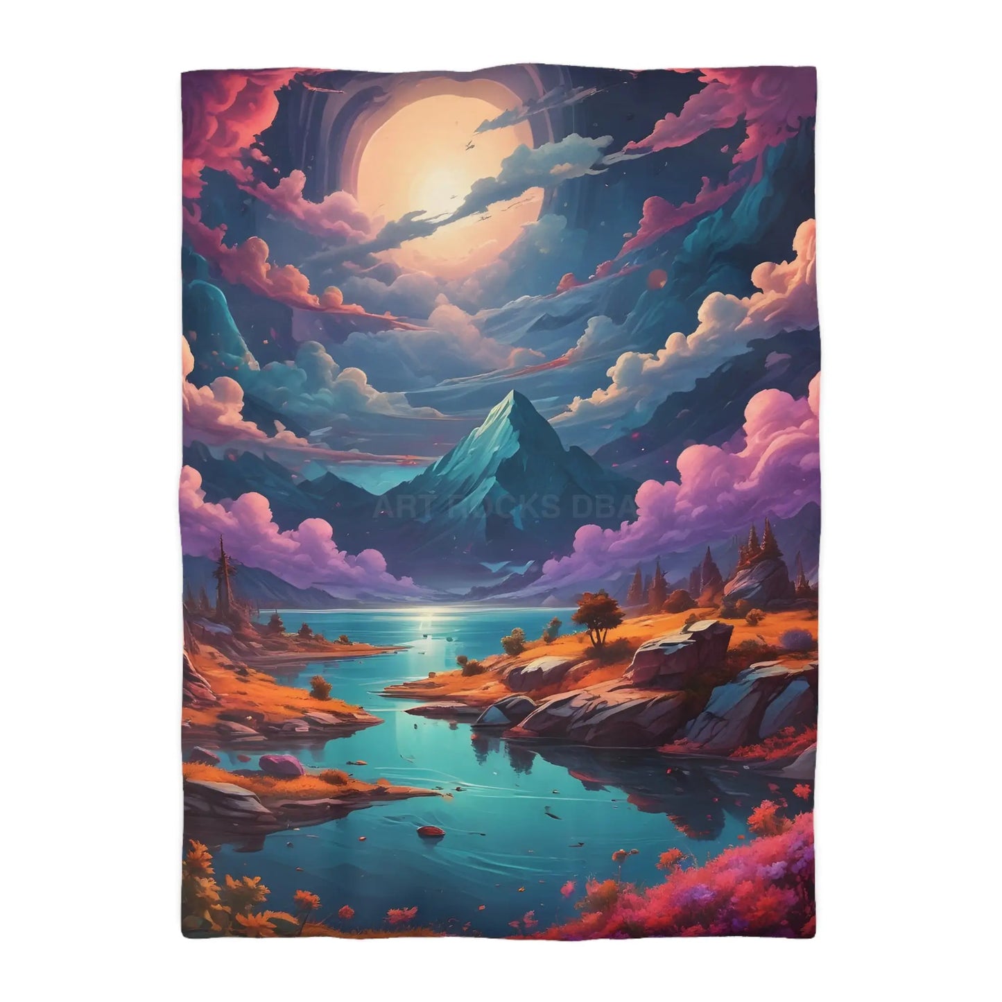 Trippy Landscape Duvet Cover - Cozy Bedding for Dreamy Bedrooms Nature Lovers Home Decor Gift for Her Boho Style - Twin