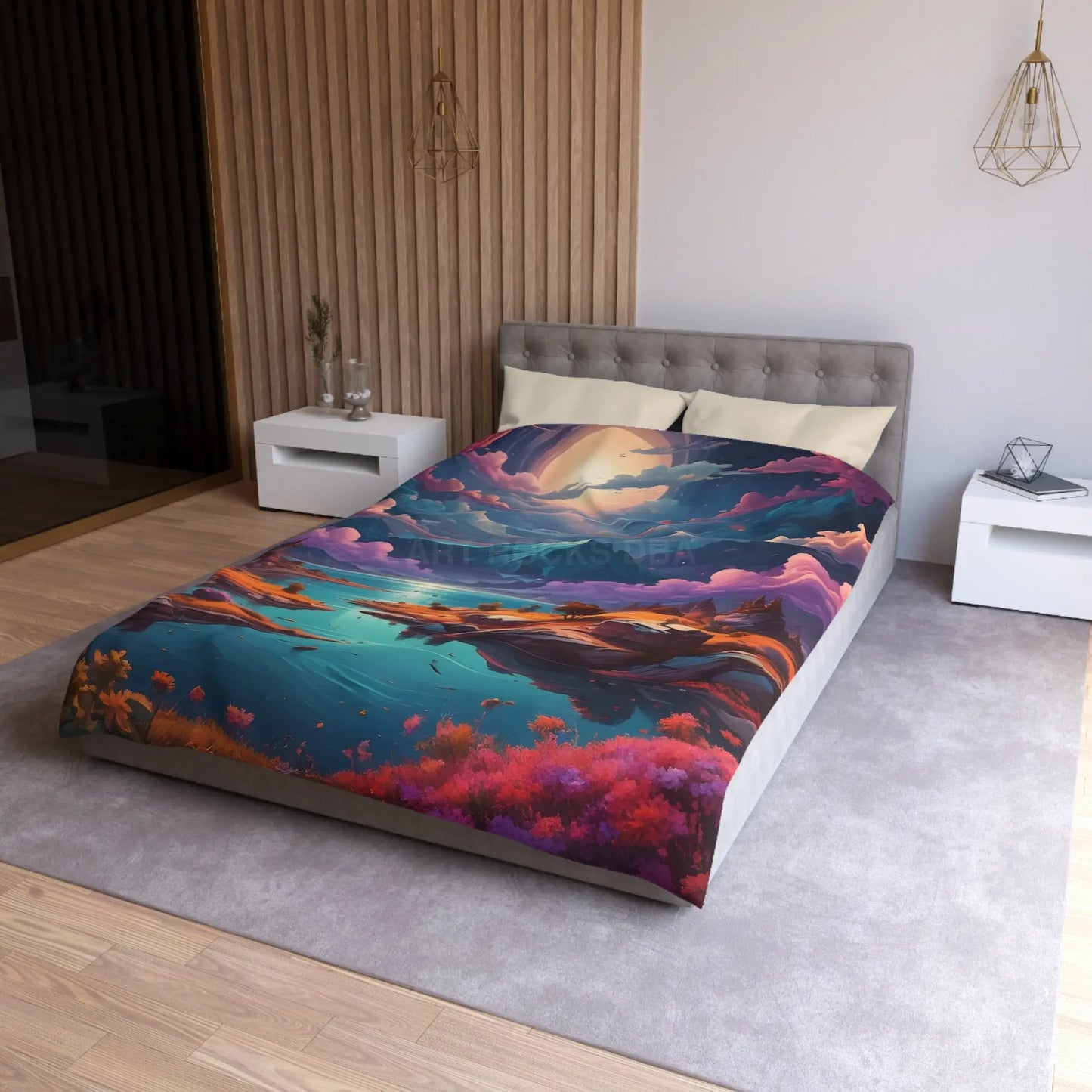 Trippy Landscape Duvet Cover - Cozy Bedding for Dreamy Bedrooms Nature Lovers Home Decor Gift for Her Boho Style - Home