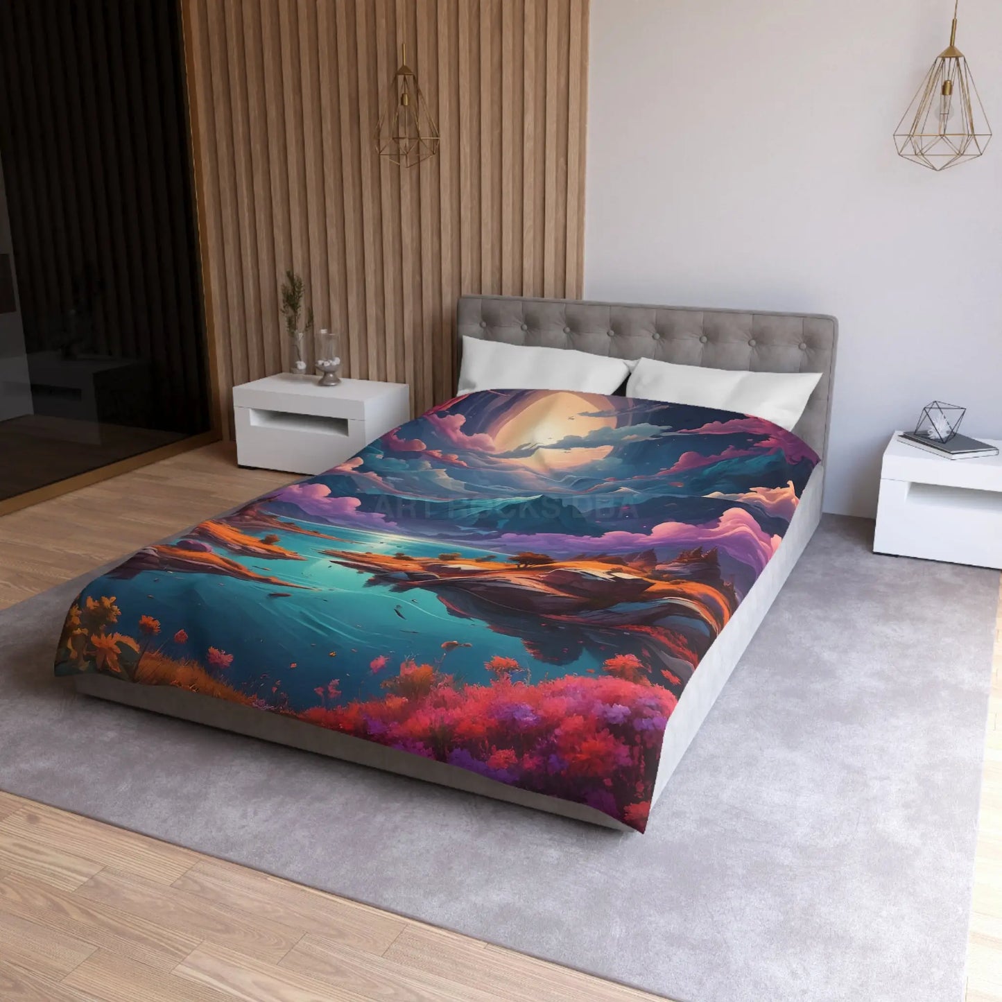 Trippy Landscape Duvet Cover - Cozy Bedding for Dreamy Bedrooms Nature Lovers Home Decor Gift for Her Boho Style - Home