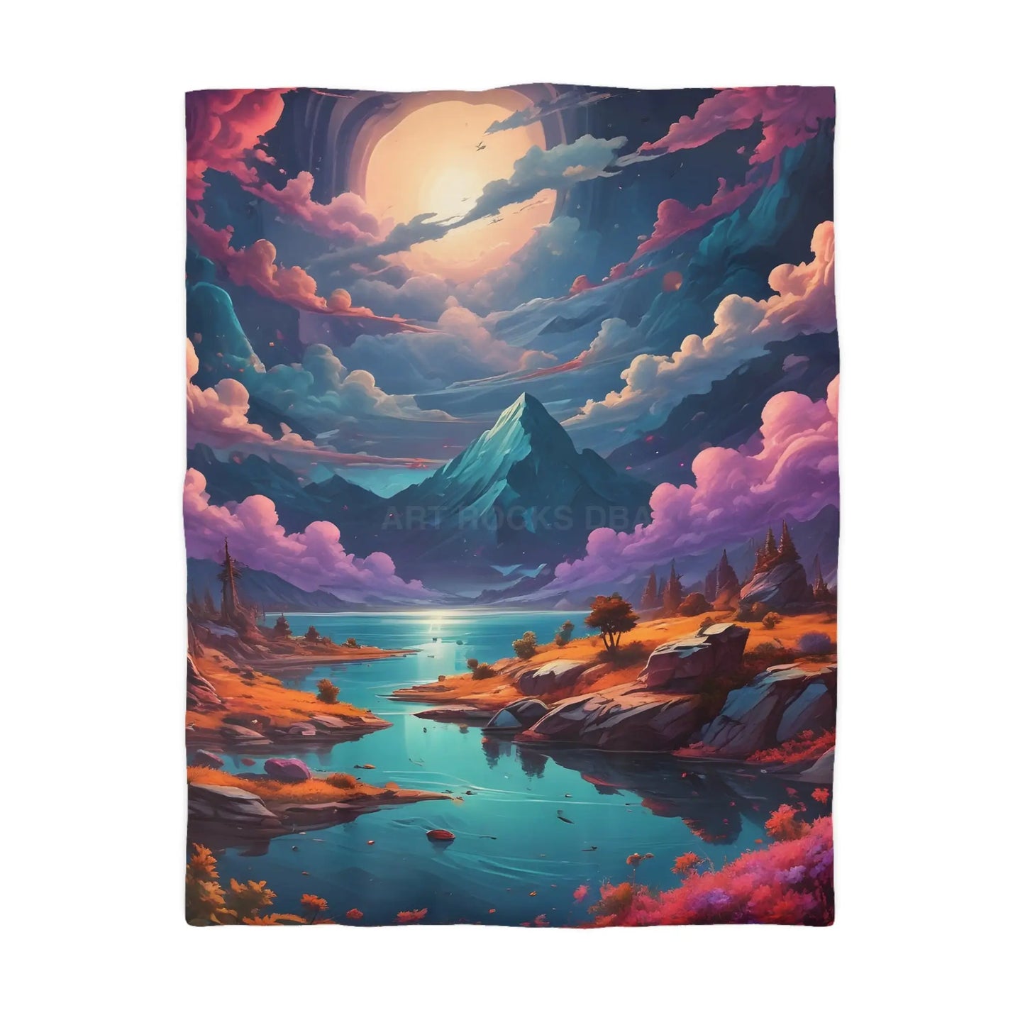 Trippy Landscape Duvet Cover - Cozy Bedding for Dreamy Bedrooms Nature Lovers Home Decor Gift for Her Boho Style - Home