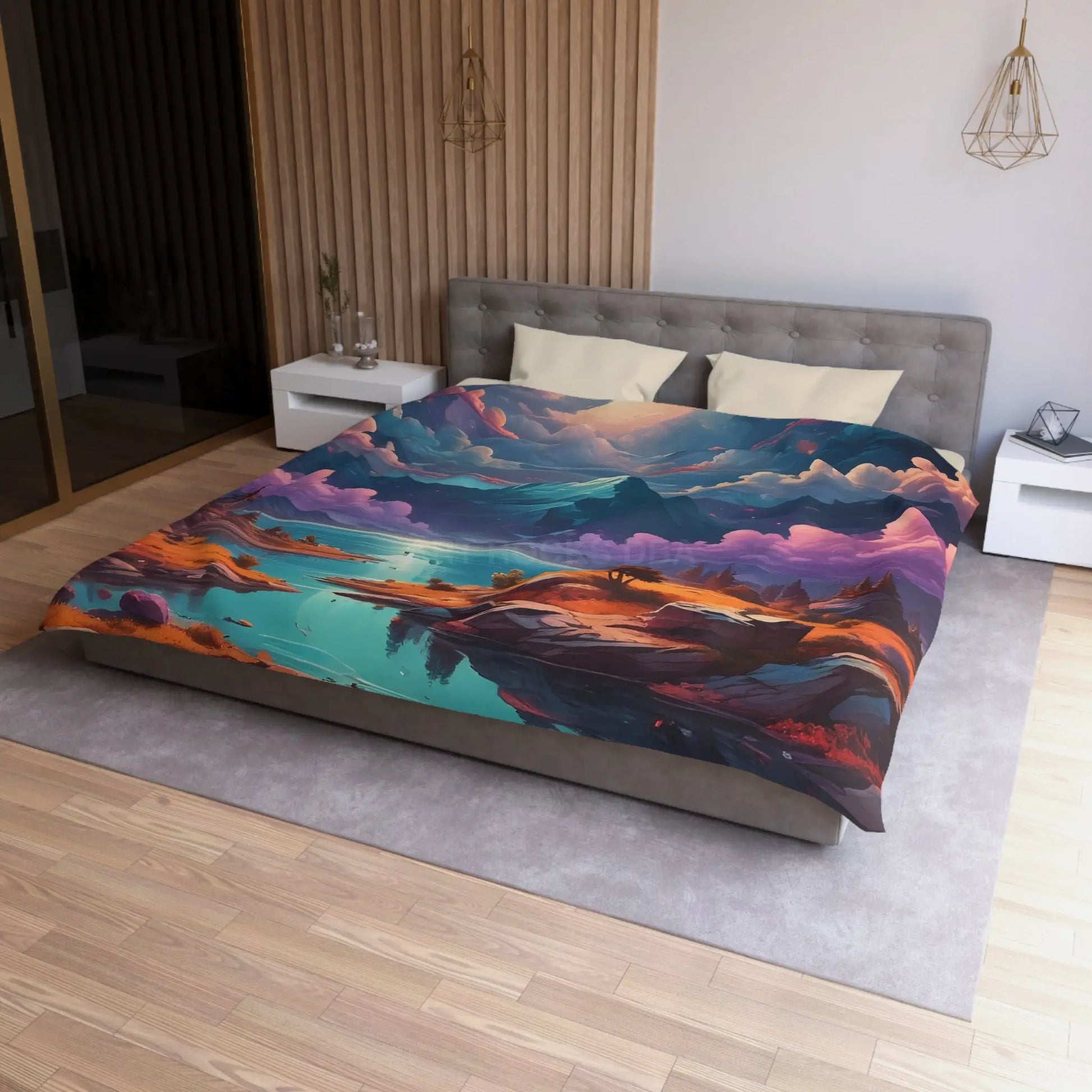 Trippy Landscape Duvet Cover - Cozy Bedding for Dreamy Bedrooms Nature Lovers Home Decor Gift for Her Boho Style - Home