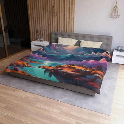 Trippy Landscape Duvet Cover - Cozy Bedding for Dreamy Bedrooms Nature Lovers Home Decor Gift for Her Boho Style - Home