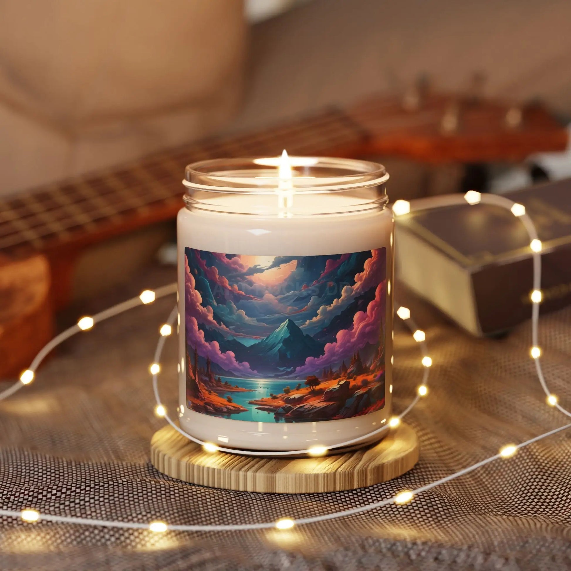 Trippy Mountain Landscape Scented Soy Candle 9oz - Relaxing Home Fragrance Eco-Friendly Gift Aromatherapy Decoration