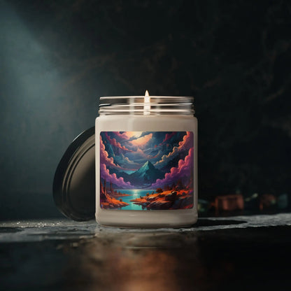 Trippy Mountain Landscape Scented Soy Candle 9oz - Relaxing Home Fragrance Eco-Friendly Gift Aromatherapy Decoration