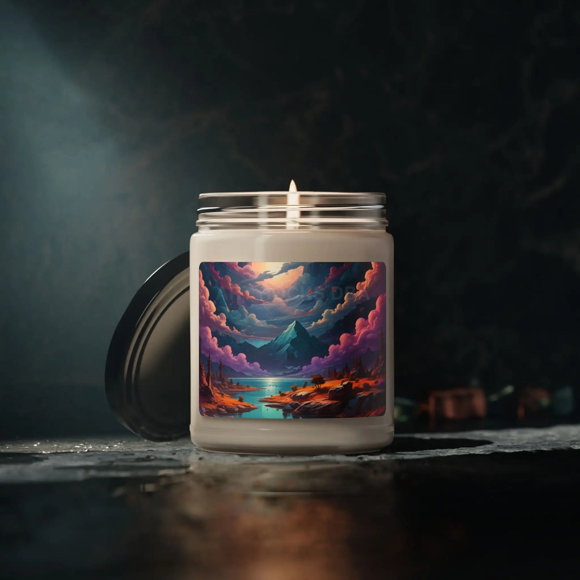 Trippy Mountain Landscape Scented Soy Candle 9oz - Relaxing Home Fragrance Eco-Friendly Gift Aromatherapy Decoration
