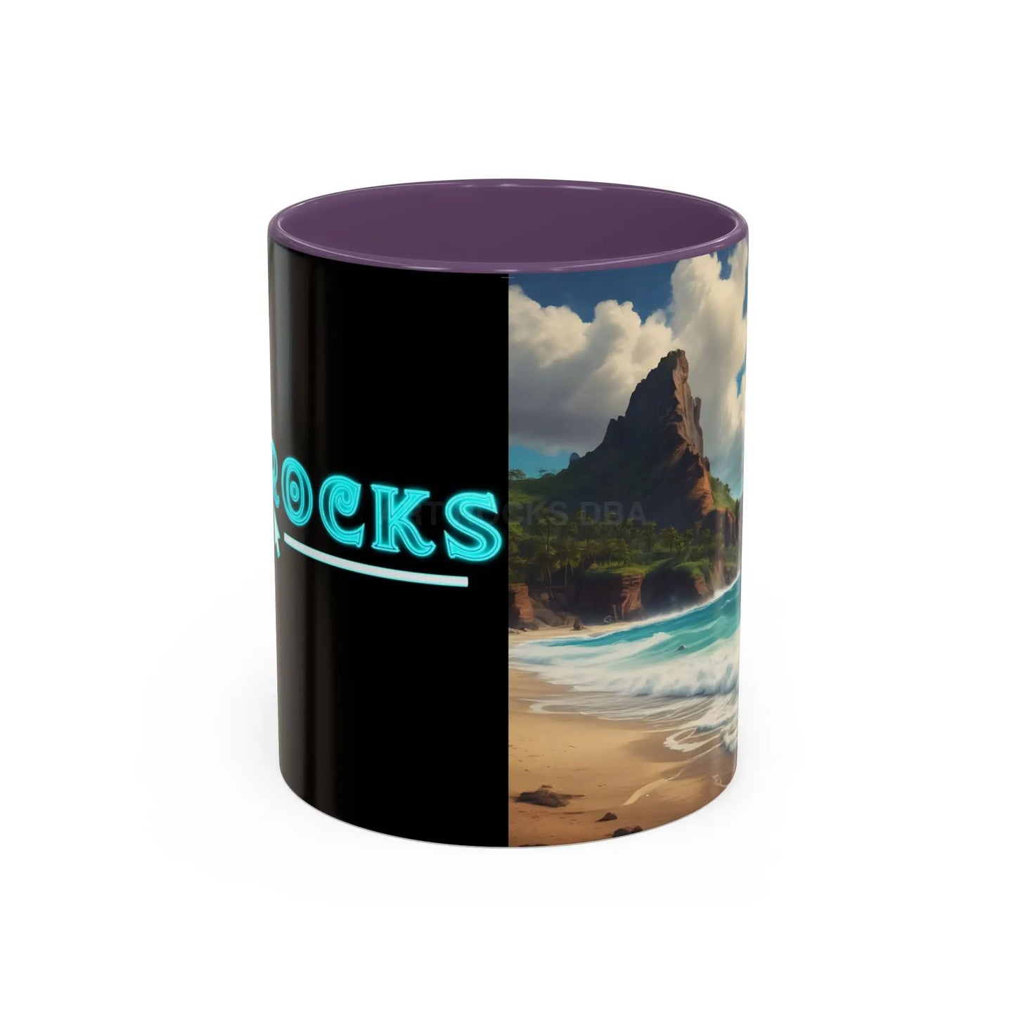 Tropical Beach Coffee Mug — Scenic Ocean View Accent Mug (11/15oz) - 11oz / Purple - Mug