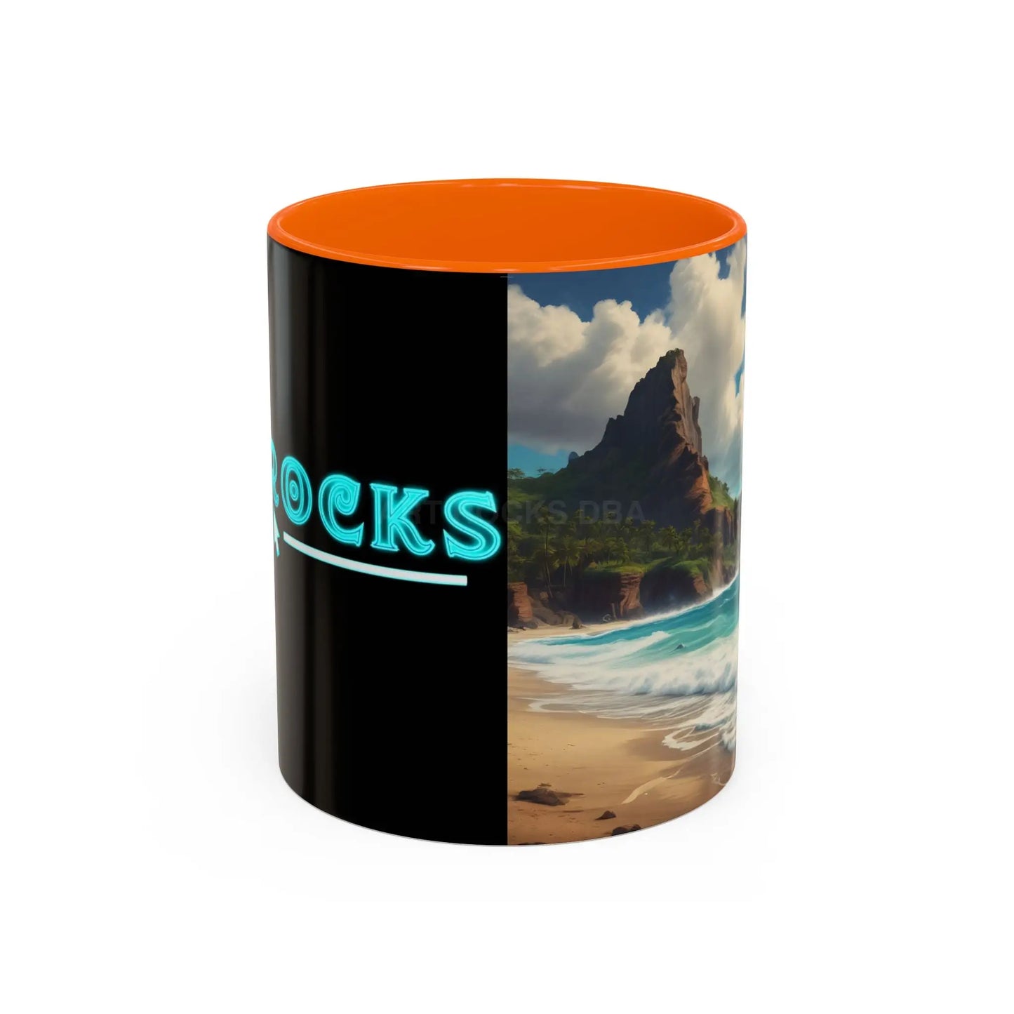 Tropical Beach Coffee Mug — Scenic Ocean View Accent Mug (11/15oz) - 11oz / Orange - Mug